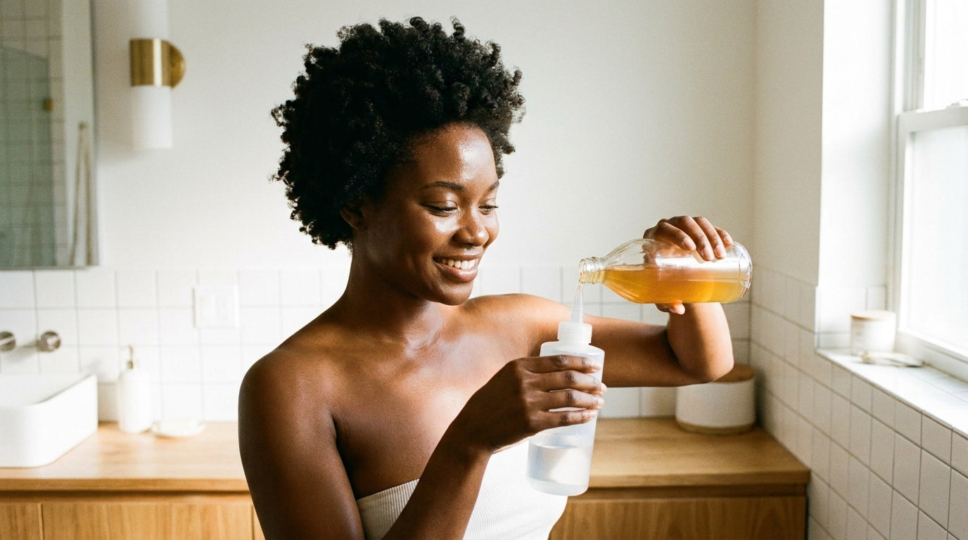 Rinçage au vinaigre de cidre | Le guide pas-à-pas pour des cheveux sains